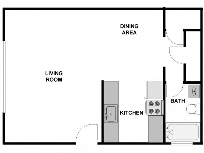 Floor plan for studio, 1 bath, 480 sqft